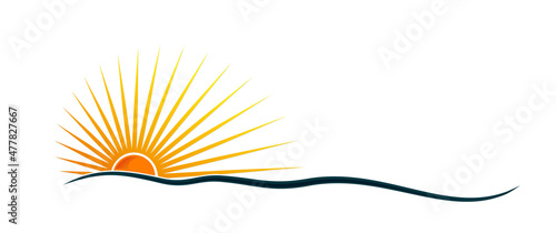 Sun and Blue Wave Symbol.