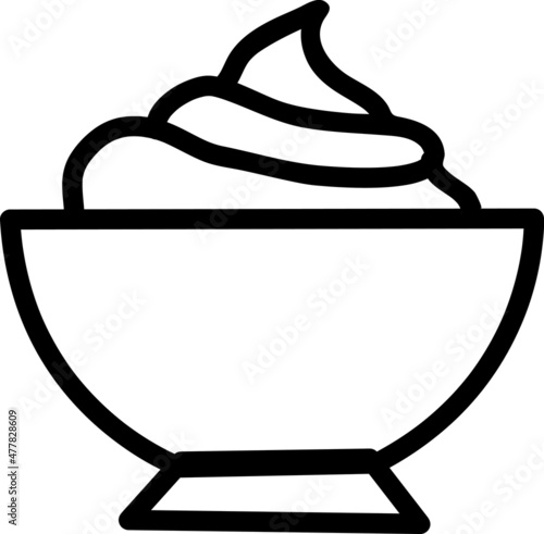 Sour cream bowl icon, color, line, outline vector sign, linear style pictogram isolated on white..eps