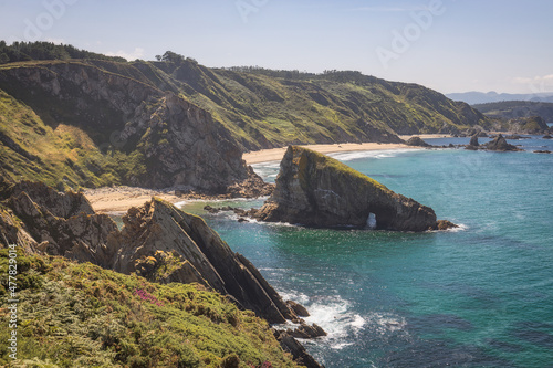Beautiful Coastal Cliffs and Seascape in Loiba, Galicia, Spain photo