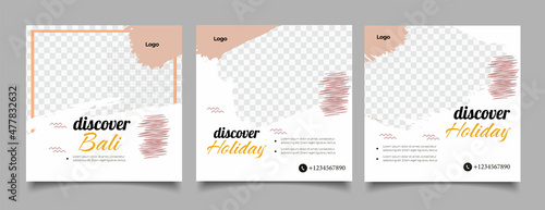 Social media travel feed post bundle kit template 
