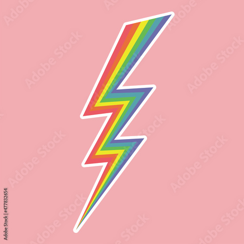 LGBTQ lightning icon retro style design. Sticker LGBT, asexual, non-binary, transgender, genderfluid, pansexual, bisexual, genderqueer, polysexual