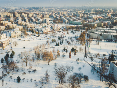Zima w Krakowie, Nowa Huta © DRONE QUEST