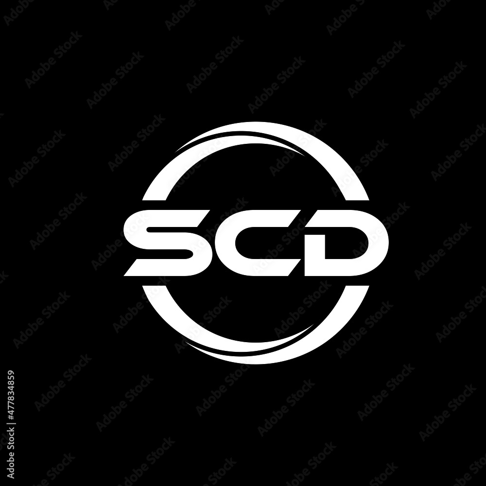 SCD letter logo design with black background in illustrator, vector ...