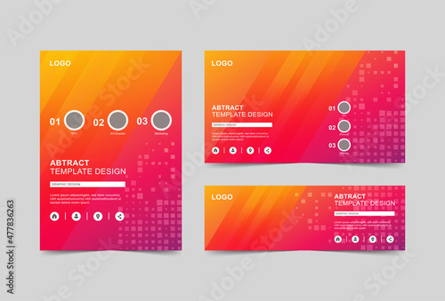 Abstract pattern banner design template, pink and orange color background, bright sweet style