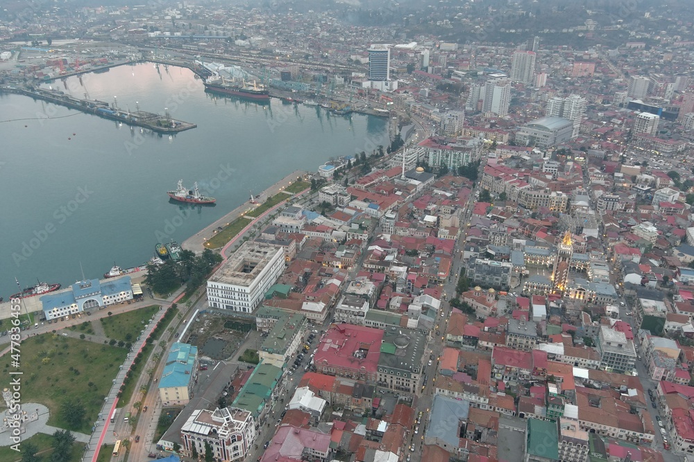 Batumi, Georgia - February 3, 2021: Aerial view of the city
