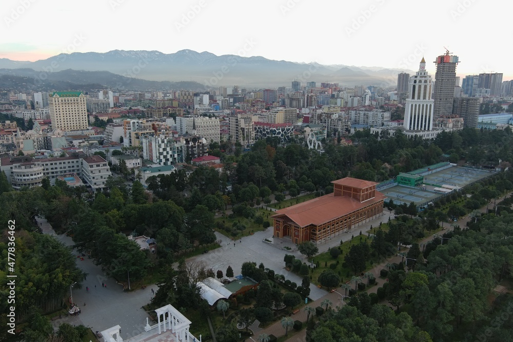 Batumi, Georgia - February 3, 2021: Aerial view of the city