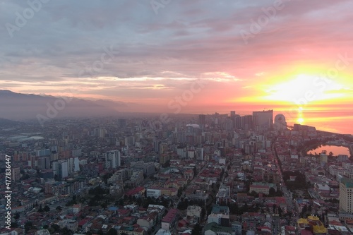 Batumi, Georgia - February 3, 2021: Aerial view of the city