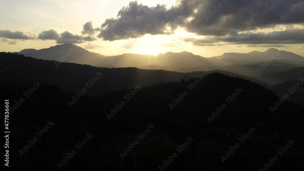 Aerial view of Mountains with rainforest and trees at sunset time. Sri Lanka. Aerial view of Mountains with rainforest and trees at sunset time. Sri Lanka.