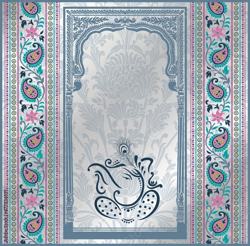 Ganesha, wedding card, royal Rajasthan, India	