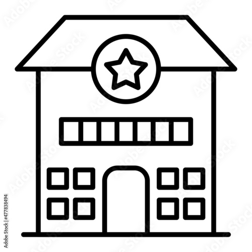 Police station Vector Outline Icon Isolated On White Background