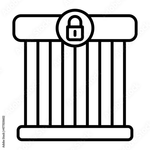Jail Vector Outline Icon Isolated On White Background