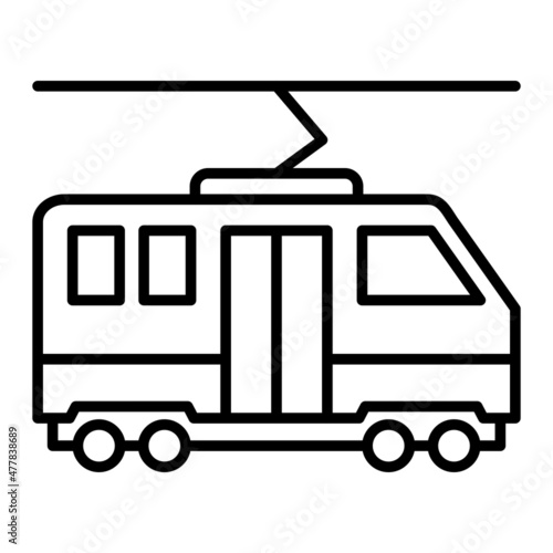 Tram Vector Outline Icon Isolated On White Background