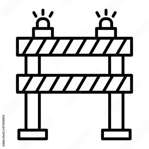 Roadblock Vector Outline Icon Isolated On White Background