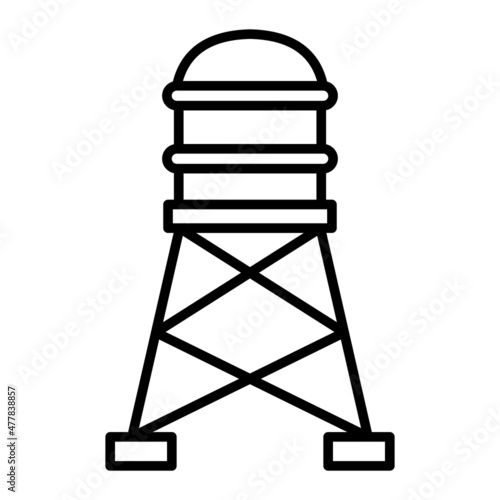 Water Tower Vector Outline Icon Isolated On White Background