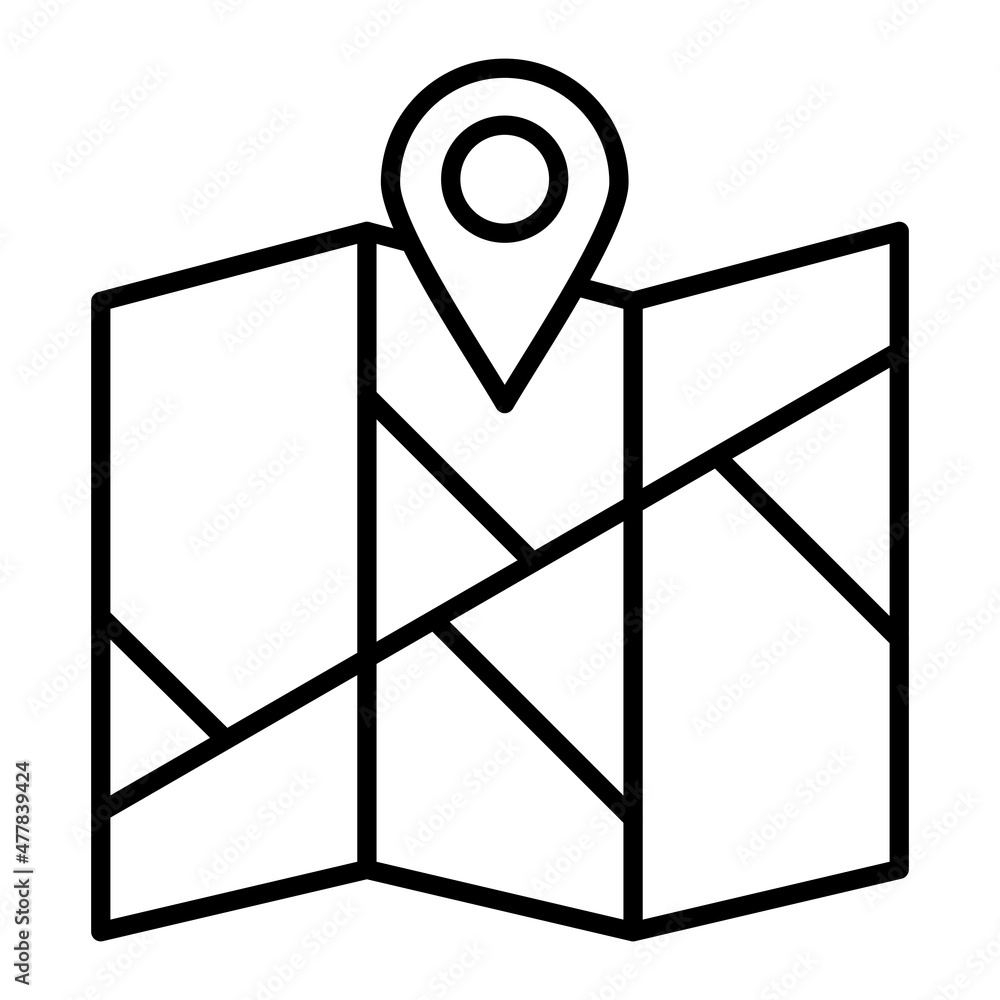 Map location Vector Outline Icon Isolated On White Background Map location Vector Outline Icon Isolated On White Background