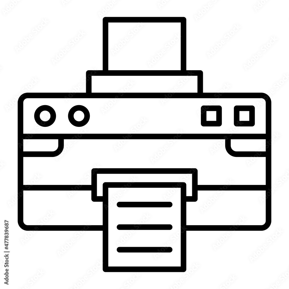 Printer Vector Outline Icon Isolated On White Background Printer Vector Outline Icon Isolated On White Background