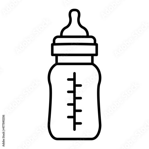 Baby Bottle Vector Outline Icon Isolated On White Background photo