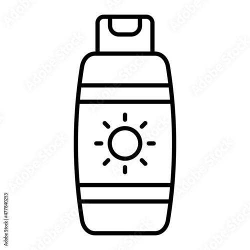 Sunscreen Vector Outline Icon Isolated On White Background