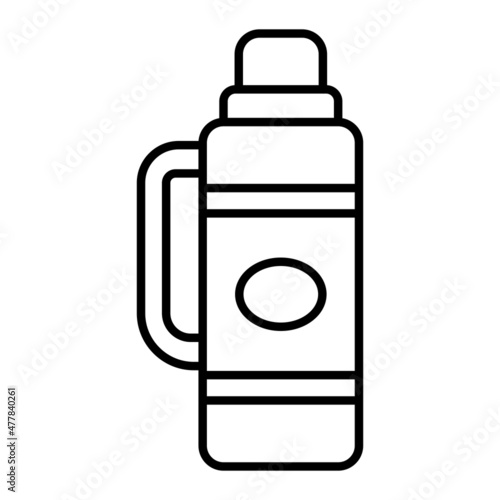 Thermos Vector Outline Icon Isolated On White Background
