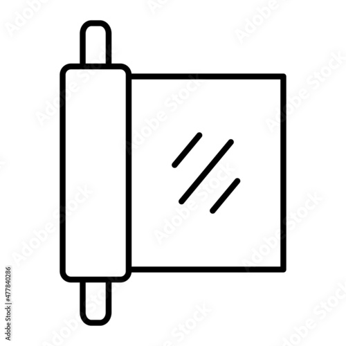 Plastic Wrap Vector Outline Icon Isolated On White Background
