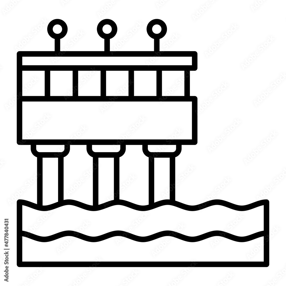 Pier Vector Outline Icon Isolated On White Background