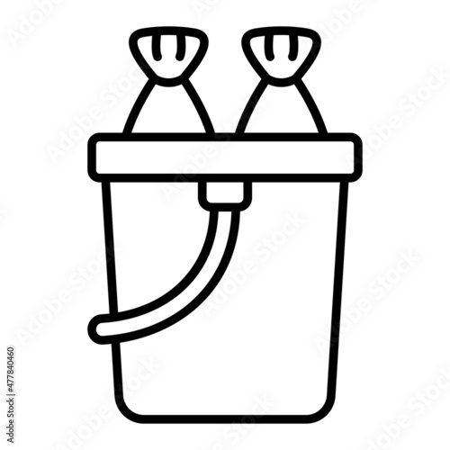 Bucket Vector Outline Icon Isolated On White Background