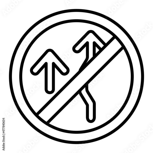 No Overtaking Vector Outline Icon Isolated On White Background