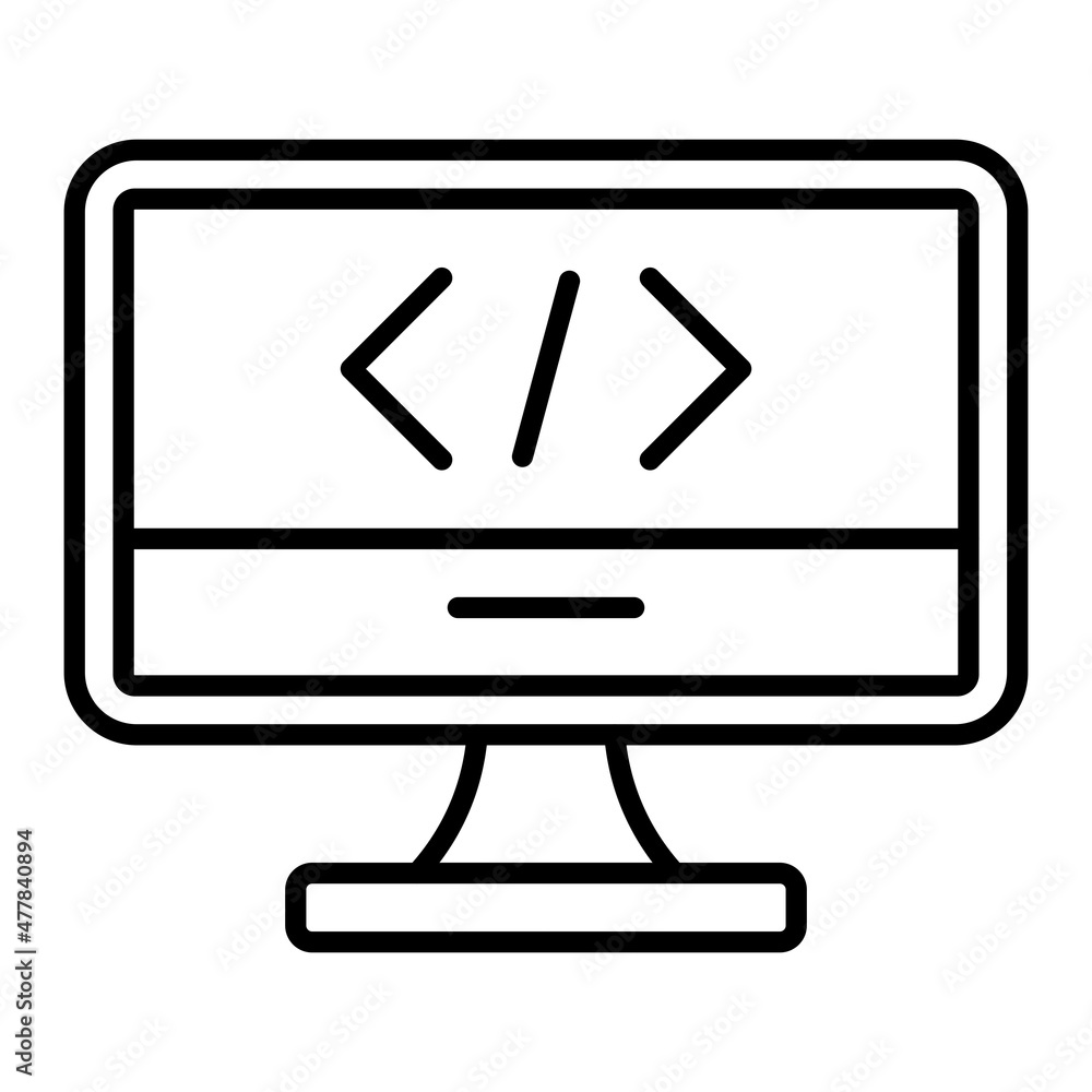 Monitor Screen Vector Outline Icon Isolated On White Background Monitor Screen Vector Outline Icon Isolated On White Background