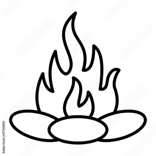 Firepit Vector Outline Icon Isolated On White Background