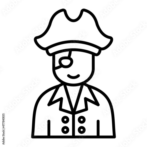 Pirate  Vector Outline Icon Isolated On White Background