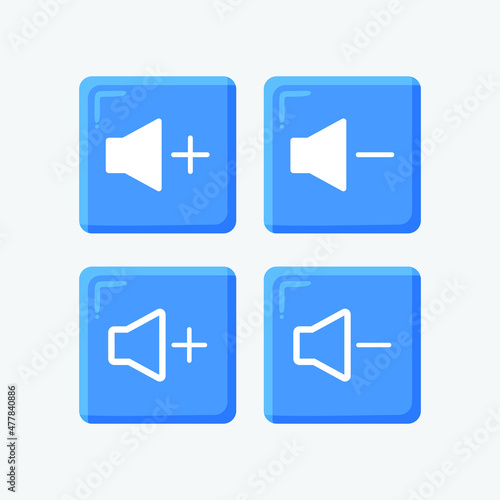 Sound volume control icons music and video player modern trend in the style of glass morphism with gradient. The collection includes 4 icons in a single style of business, finance, website, or etc.