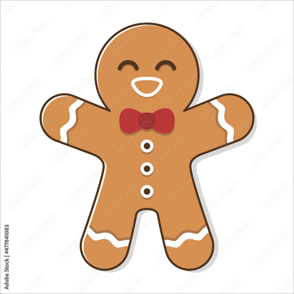 Fototapeta premium Flat Illustration Happy Gingerbread Man