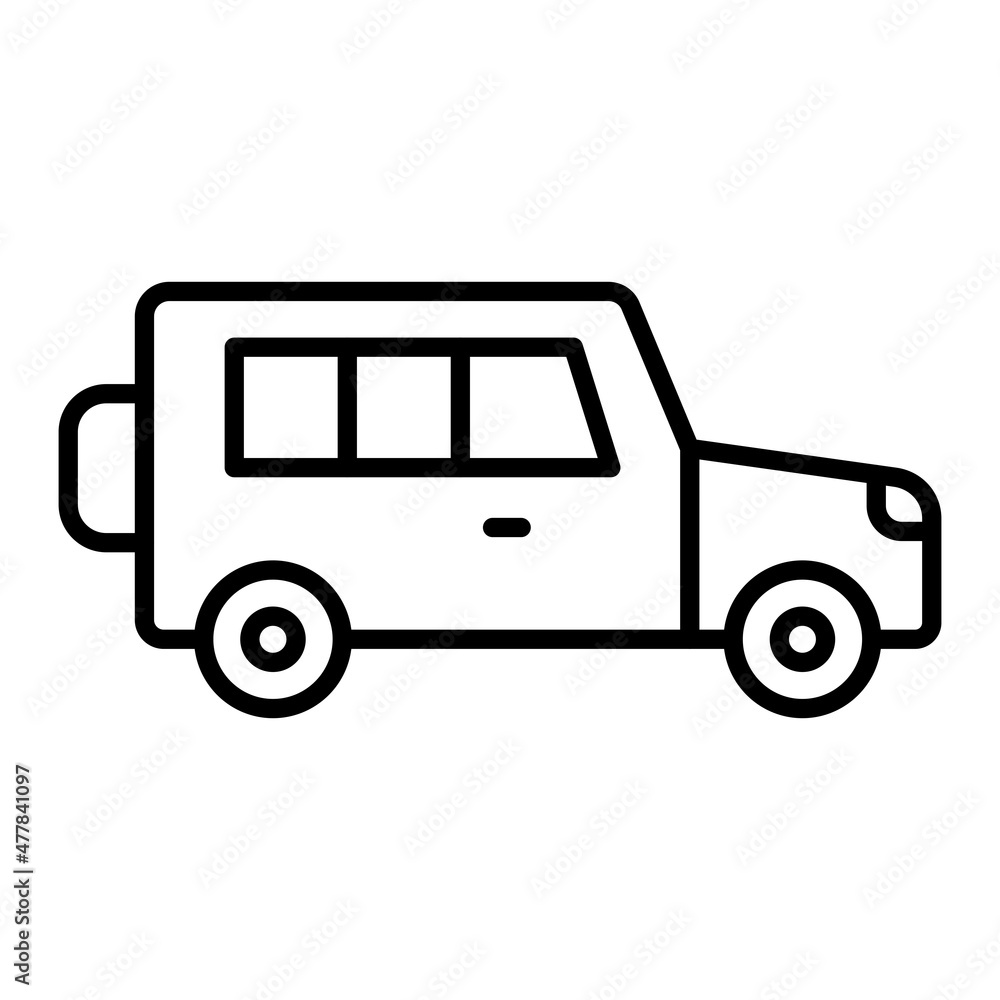 Car Vector Outline Icon Isolated On White Background