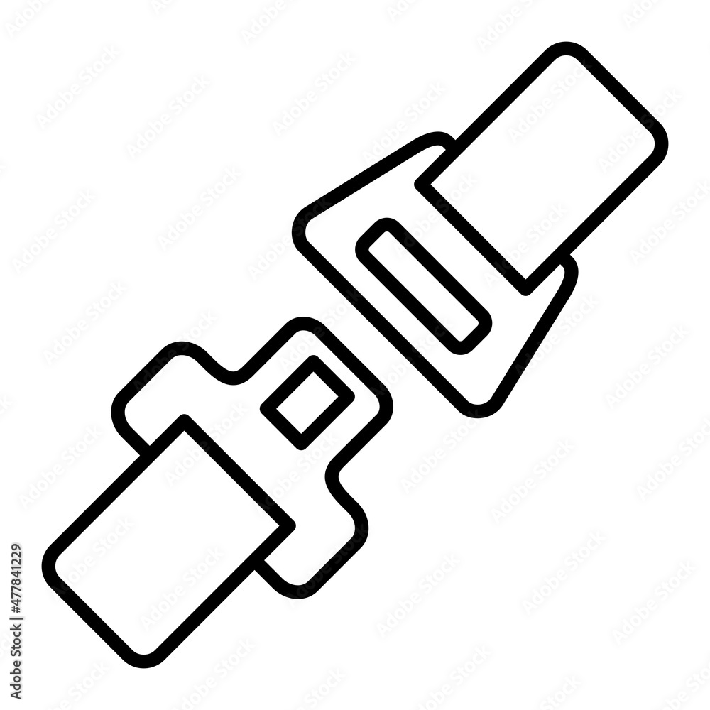 Seatbelt Vector Outline Icon Isolated On White Background Seatbelt Vector Outline Icon Isolated On White Background