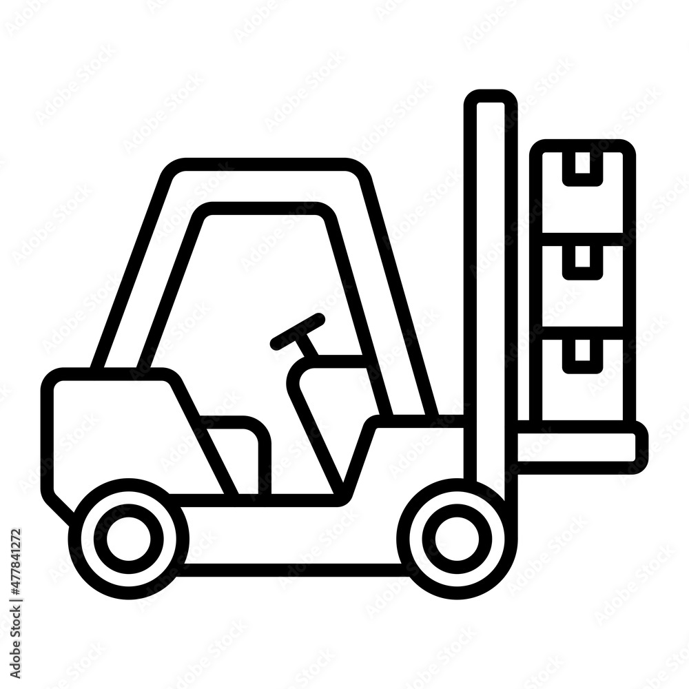 Loader Truck Vector Outline Icon Isolated On White Background