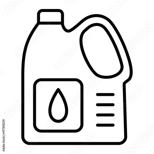 Oil Canister Vector Outline Icon Isolated On White Background