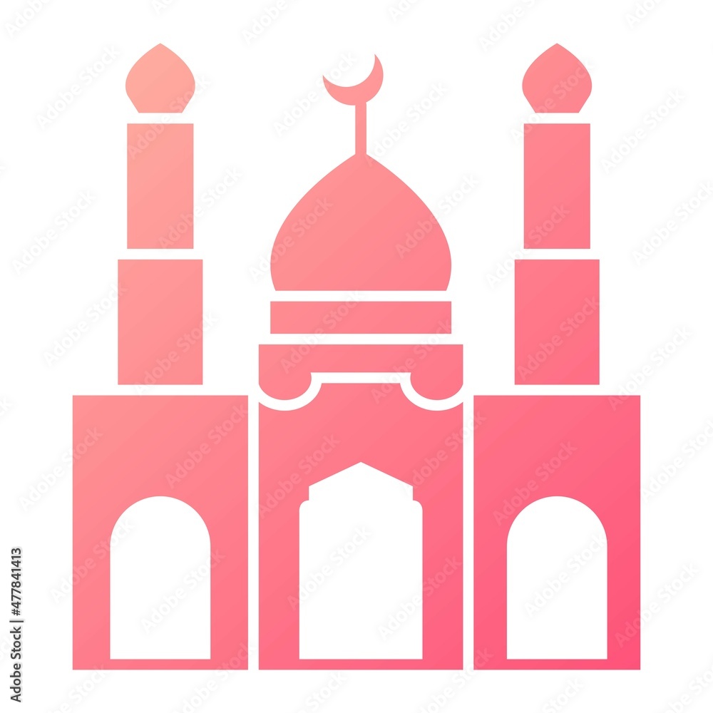 Vector Mosque Glyph Gradient Icon Design Vector Mosque Glyph Gradient Icon Design