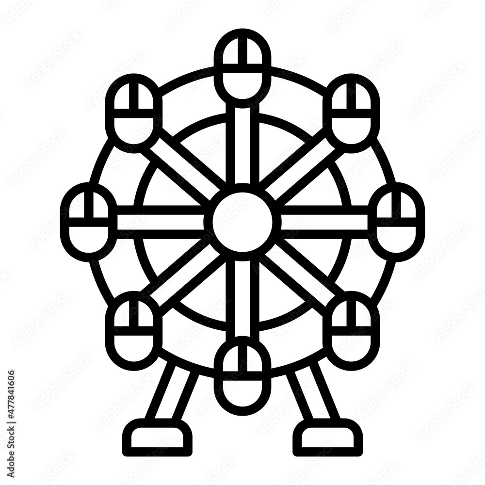 Ferris Wheel Vector Outline Icon Isolated On White Background Ferris Wheel Vector Outline Icon Isolated On White Background