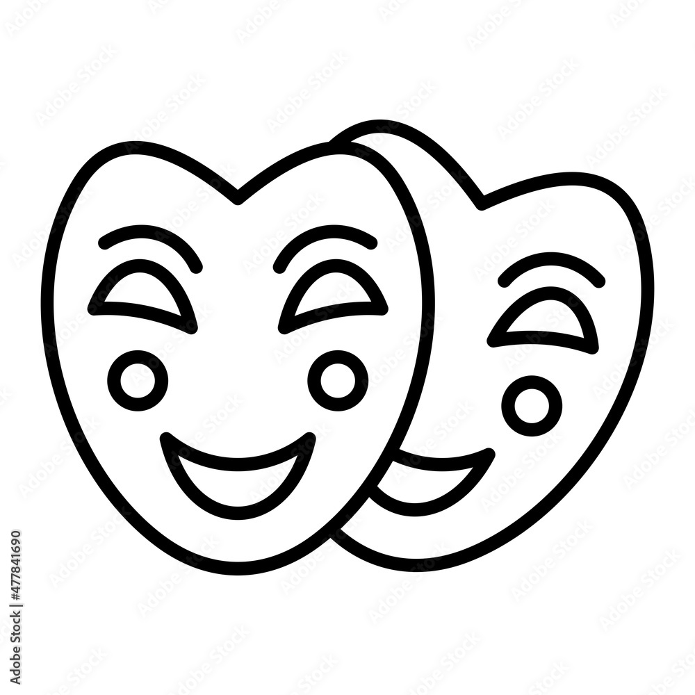 Carnival Mask Vector Outline Icon Isolated On White Background Carnival Mask Vector Outline Icon Isolated On White Background