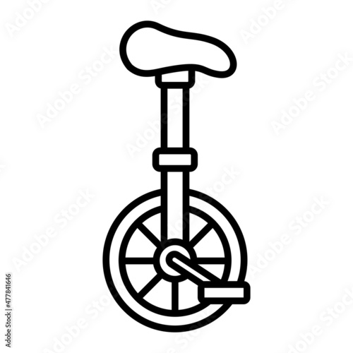 Unicycle Vector Outline Icon Isolated On White Background