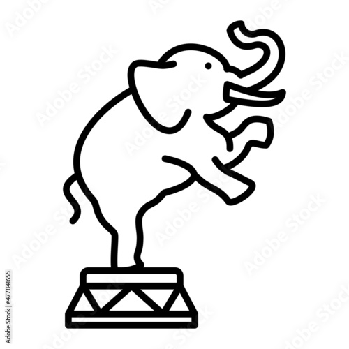 Elephant Vector Outline Icon Isolated On White Background