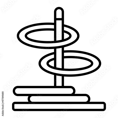 Ring Toss Vector Outline Icon Isolated On White Background
