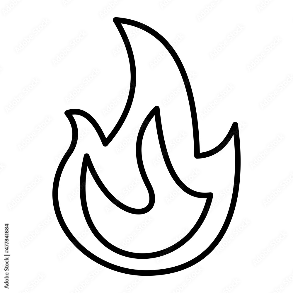 Fire Vector Outline Icon Isolated On White Background Fire Vector Outline Icon Isolated On White Background
