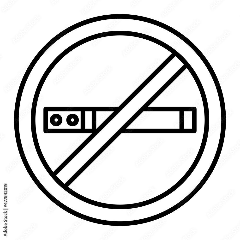 No Smoking Vector Outline Icon Isolated On White Background No Smoking Vector Outline Icon Isolated On White Background