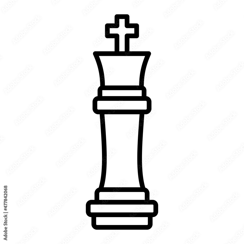 Chess Piece Vector Outline Icon Isolated On White Background Chess Piece Vector Outline Icon Isolated On White Background