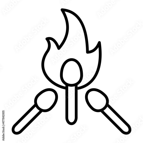 Burning Vector Outline Icon Isolated On White Background