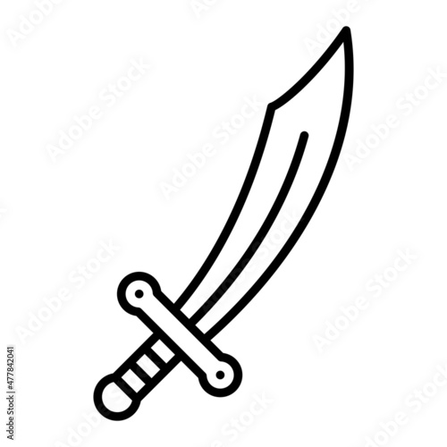 Sword Vector Outline Icon Isolated On White Background