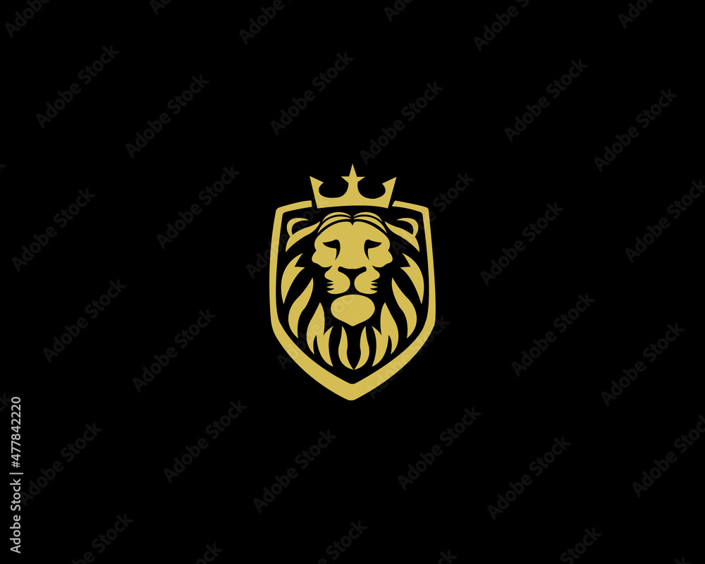Lion King Head Luxury Logo Icon Template With Shield Symbol. Stock ...