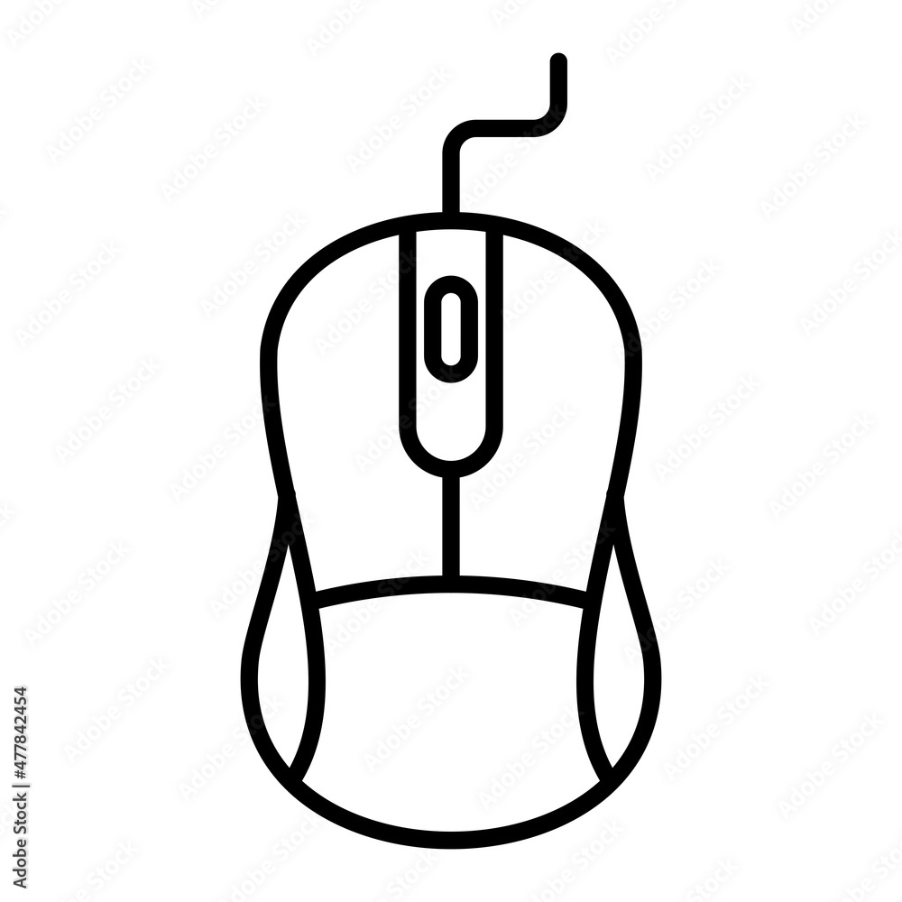 Computer Mouse Vector Outline Icon Isolated On White Background Computer Mouse Vector Outline Icon Isolated On White Background