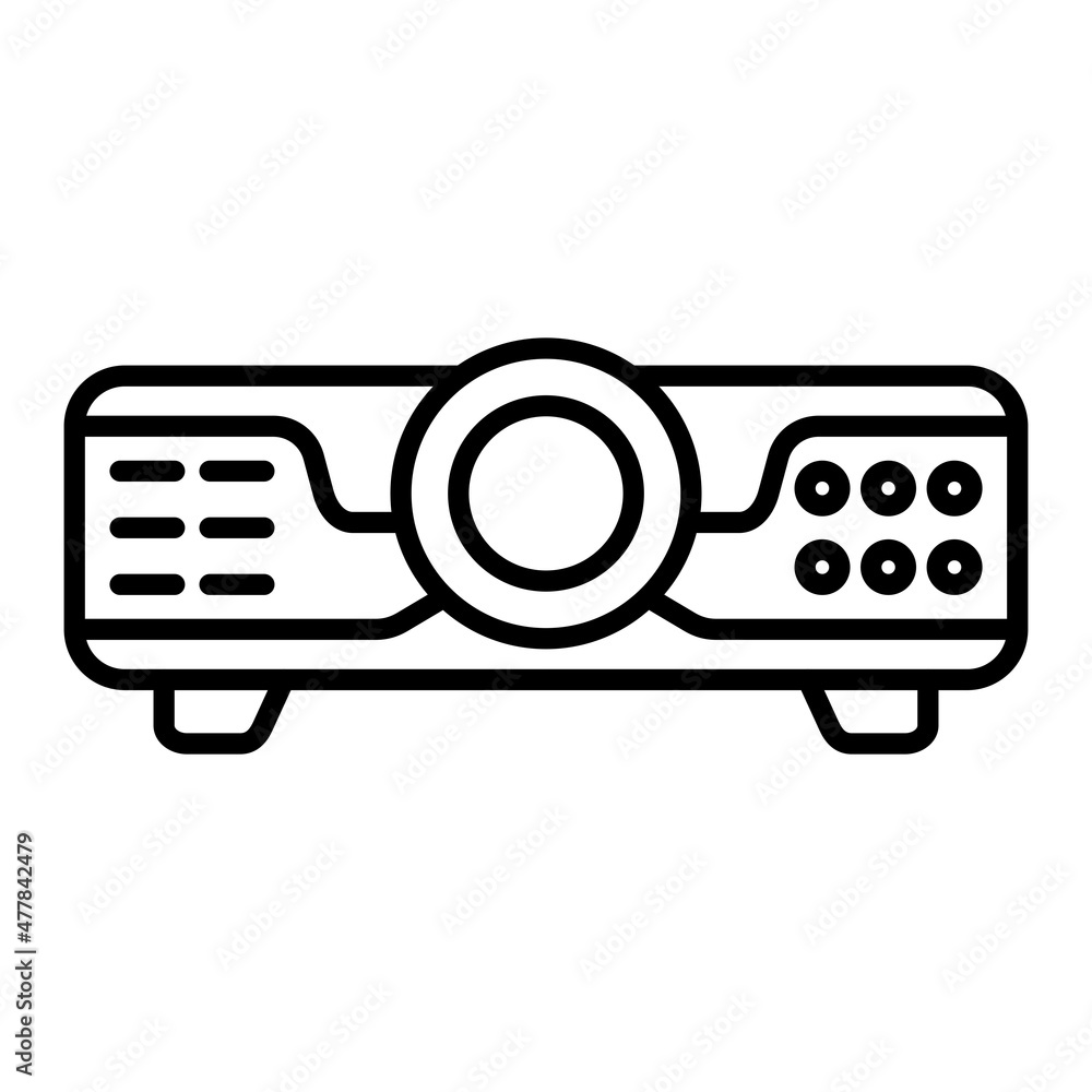 Projector Vector Outline Icon Isolated On White Background Projector Vector Outline Icon Isolated On White Background